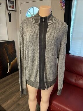 Guess Men's Gray Zip-Front Sweater Jacket coat Top Medium career winter fall